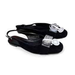 Hermes Leather Flats Black