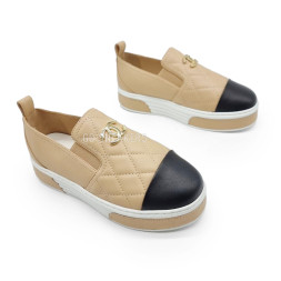 Chanel Slip-ons Leather Beige