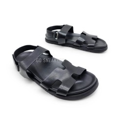Hermes Sandals Leather Black