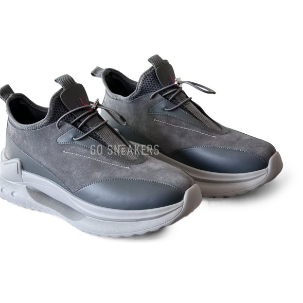 Мужские кроссовки Moncler Sneakers Suede/Leather Grey