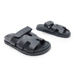 Hermes Flip-flops Leather Matt Black