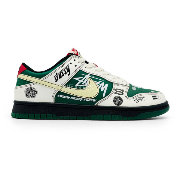 Мужские кроссовки Nike SB Dunk Low Retro White Green Stussy