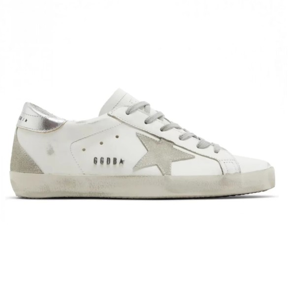 Женские кеды Golden Goose Super-Star With Silver Heel Tab and Metal Stud Lettering