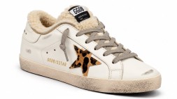 Golden Goose Super-Star Winter White Shearling Leopard Print Pony