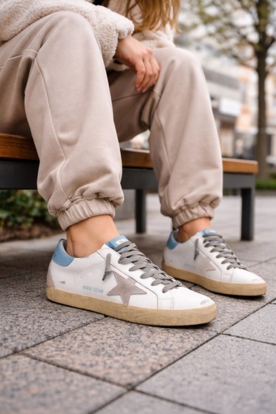 Женские кеды Golden Goose Super-Star Sky Blue Heel Tab