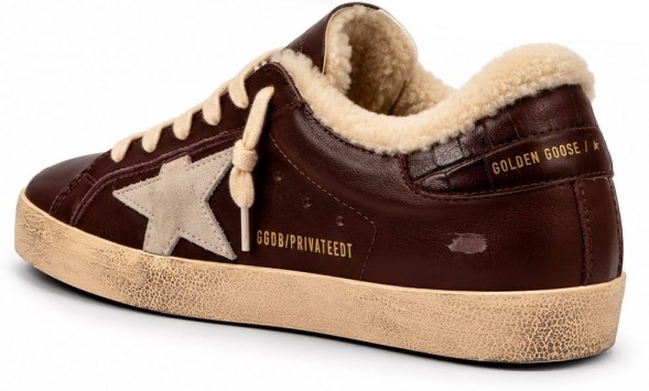Мужские зимние кеды Golden Goose Super-Star Mens Winter Brown Shearling With Suede Star