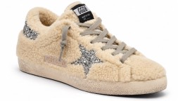 Golden Goose Super-Star Winter Beige Shearling Glittered