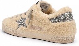 Golden Goose Super-Star Winter Beige Shearling Glittered