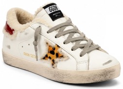 Golden Goose Super-Star Winter White Shearling Leopard Star