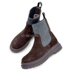Brunello Cucinelli Suede Chelsea Boot Chocolate