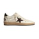 Женские кеды Golden Goose Ball Star Chicory-Coffee Glitter Star and Black Leather Heel Tab