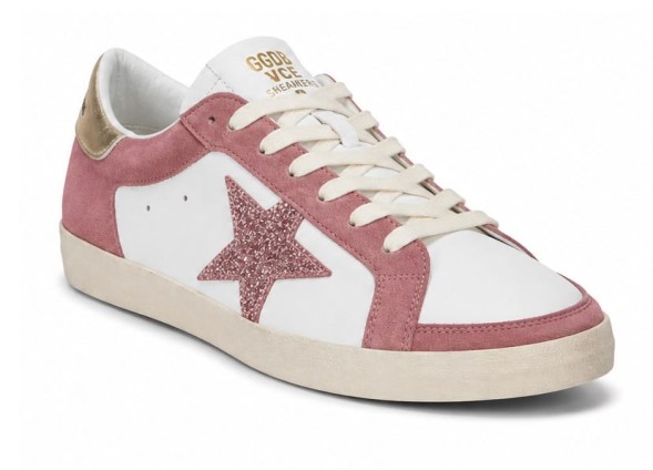 Женские кеды Golden Goose Super-Star Leather/Suede White/Pink
