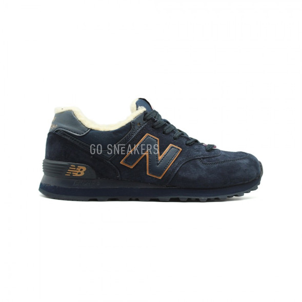 Мужские зимние кроссовки New Balance 574 Navy-Gold