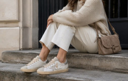 Golden Goose Super-Star With Gray Star And Silver Glitter Heel Tab