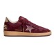 Женские кеды Golden Goose Ball Star Burgundy Suede with Crystal Star and Metallic Heel Tab