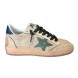 Унисекс кеды Golden Goose Ball Star in Aged Nappa with Green Leather Star and Blue Heel Tab