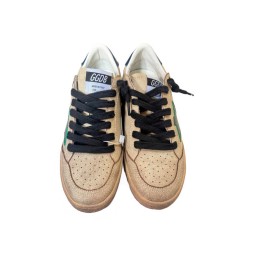Golden Goose Ball Star in Aged Nappa with Green Leather Star and Blue Heel Tab