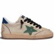 Унисекс кеды Golden Goose Ball Star in Aged Nappa with Green Leather Star and Blue Heel Tab