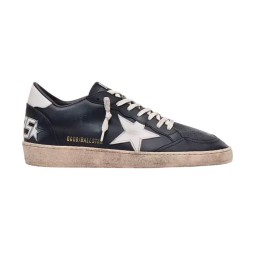 Golden Goose Ball Star in Black Nappa with White Leather Star and Heel Tab