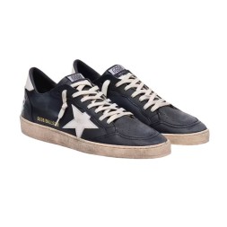 Golden Goose Ball Star in Black Nappa with White Leather Star and Heel Tab