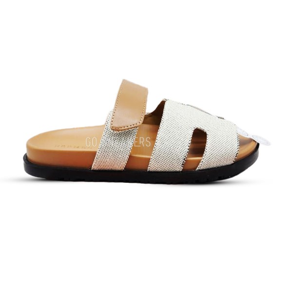 Унисекс сандалии Hermes Flip-flops Chypre Unisex Brown/White Textile