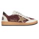 Женские кеды Golden Goose Ball Star in Burgundy Glitter with Suede Star and Black Heel Tab