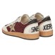 Женские кеды Golden Goose Ball Star in Burgundy Glitter with Suede Star and Black Heel Tab