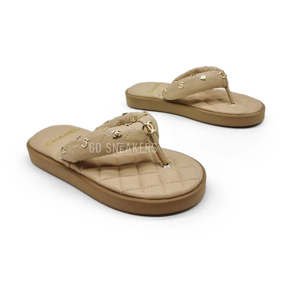 Женские шлепки Chanel 5 Flip-flops Beige