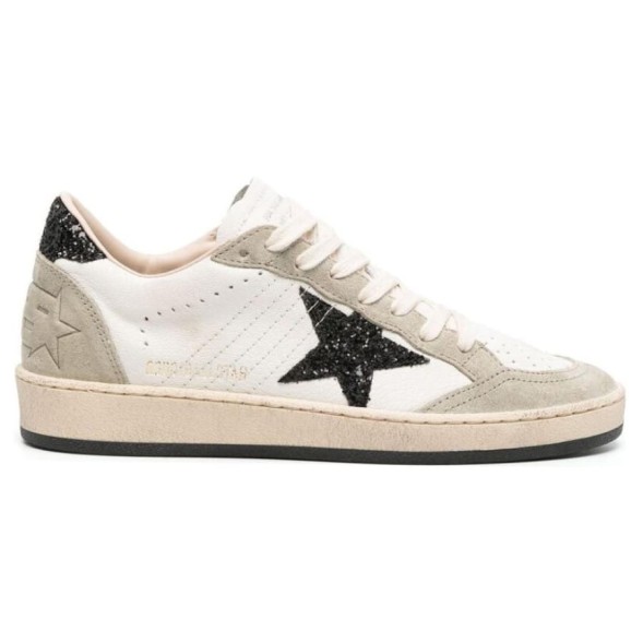 Женские кеды Golden Goose Ball Star in Nappa and Suede with Black Glitter Star and Heel Tab
