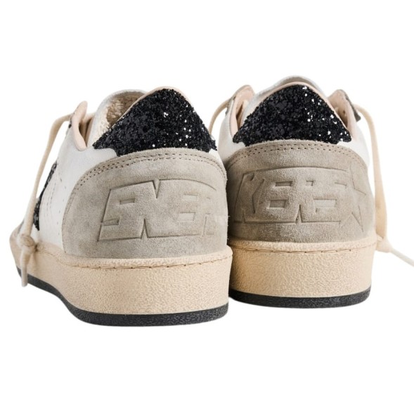 Женские кеды Golden Goose Ball Star in Nappa and Suede with Black Glitter Star and Heel Tab