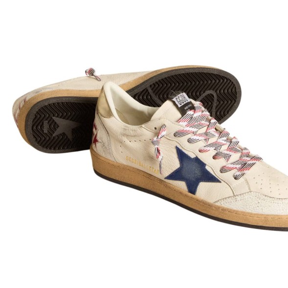Унисекс кеды Golden Goose Ball Star in Nappa with Blue Star and Platinum Heel Tab