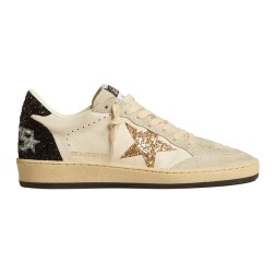 Golden Goose Ball Star in Nappa with Gold Glitter Star and Black Heel Tab