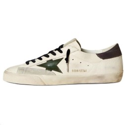 Golden Goose Superstar Green Leather Star and Grey Leather Heel Tab