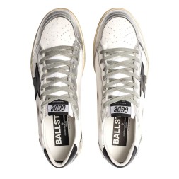 Golden Goose Ball Star in White Nappa with Laminated Inserts