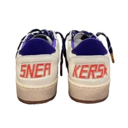 Golden Goose Ball Star LTD in Beige Leather with Clear Star and Blue Heel Tab