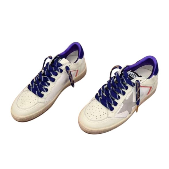Женские кеды Golden Goose Ball Star LTD in Beige Leather with Clear Star and Blue Heel Tab