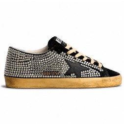 Golden Goose Superstar LTD with Swarovski Crystals and Black Leather Star