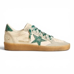 Golden Goose Ball Star LTD with Green Crocodile Print Star and Heel Tab
