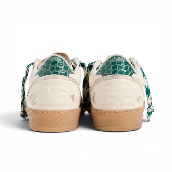 Женские кеды Golden Goose Ball Star LTD with Green Crocodile Print Star and Heel Tab