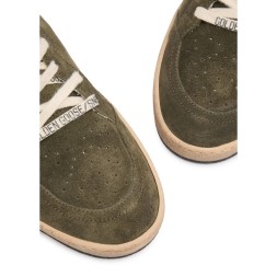 Golden Goose Ball Star Olive Suede with Silver Glitter Star