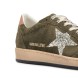 Женские кеды Golden Goose Ball Star Olive Suede with Silver Glitter Star