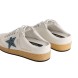 Женские сабо Golden Goose Ball Star Sabot in White Nappa with Blue Crystal Star
