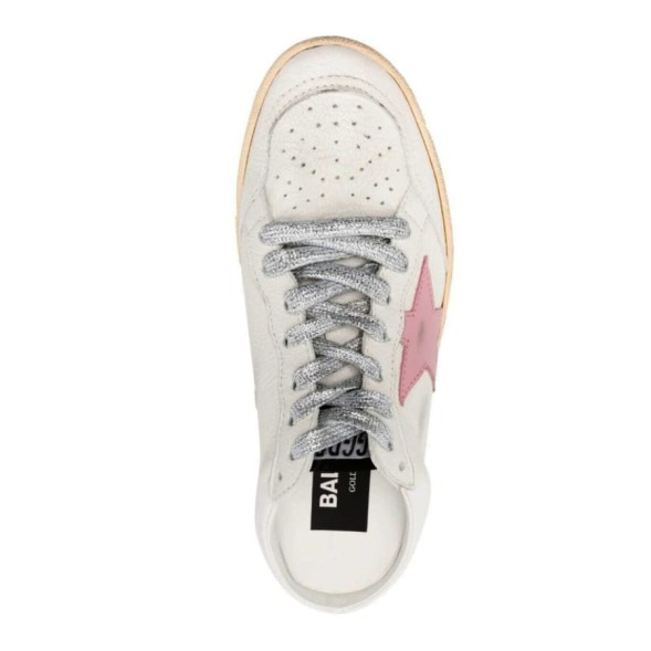 Женские сабо Golden Goose Ball Star Sabot in White Nappa with Old Rose Leather Star