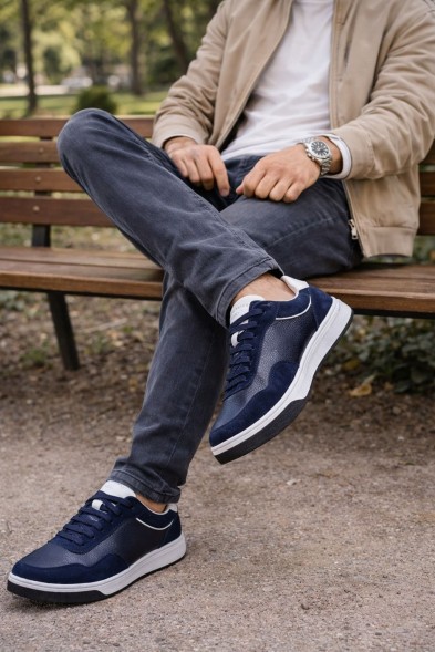 Мужские кроссовки Brunello Cucinelli Leather/Suede Navy