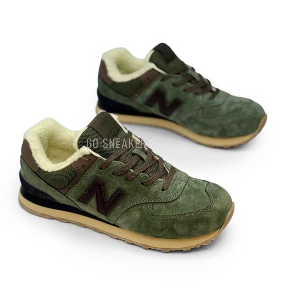Мужские зимние кроссовки New Balance 574 Suede Winter Khaki