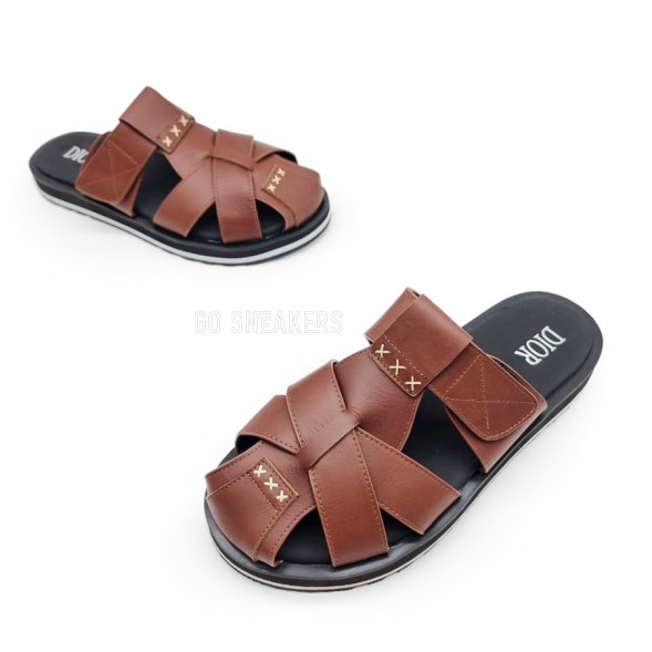Мужские сандалии Dior Flip-flop Leather Chocolate