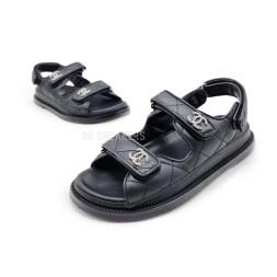 Chanel Sandals Leaher Black